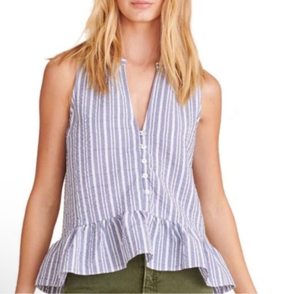 Veronica Beard Tops - Veronica Beard Blue and White Striped Top